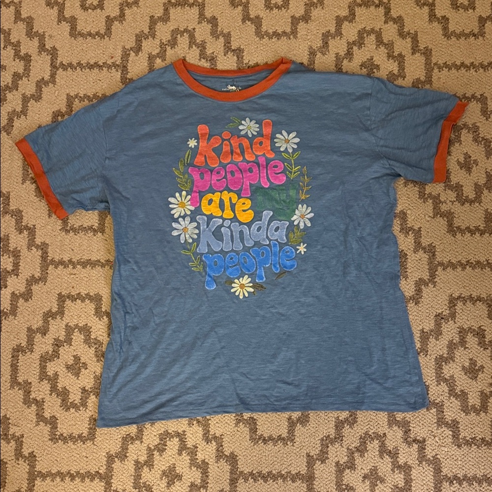 NATURAL LIFE Blue Tee with Colorful Graphic